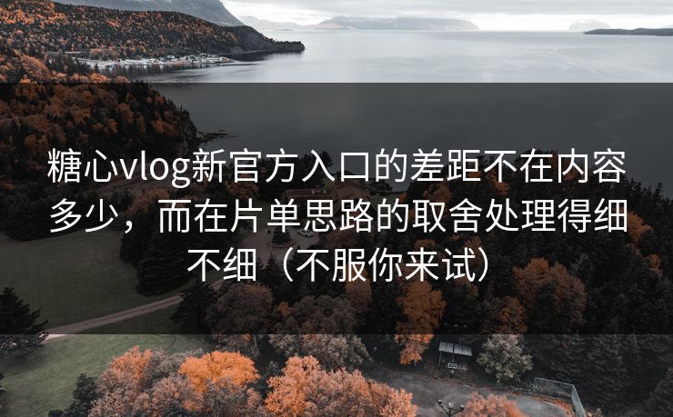糖心vlog新官方入口的差距不在内容多少，而在片单思路的取舍处理得细不细（不服你来试）