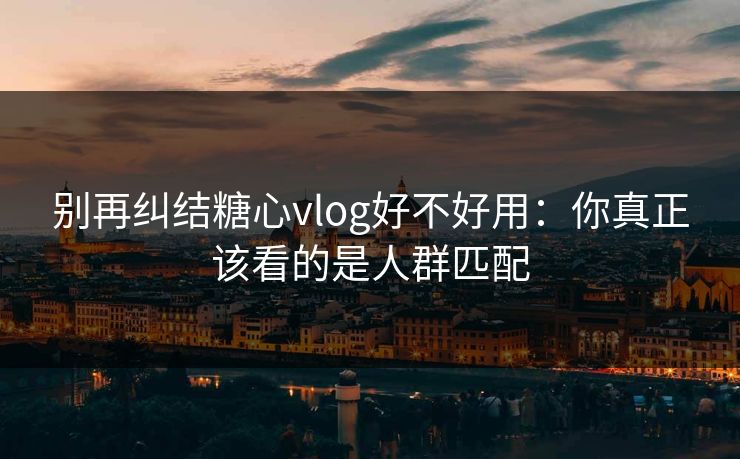 别再纠结糖心vlog好不好用：你真正该看的是人群匹配