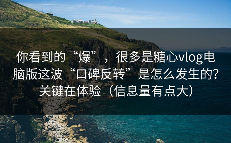 你看到的“爆”，很多是糖心vlog电脑版这波“口碑反转”是怎么发生的？关键在体验（信息量有点大）