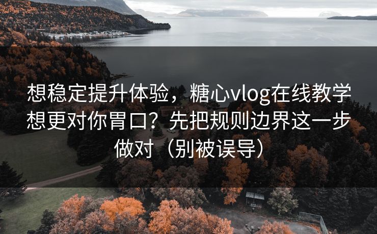 想稳定提升体验，糖心vlog在线教学想更对你胃口？先把规则边界这一步做对（别被误导）