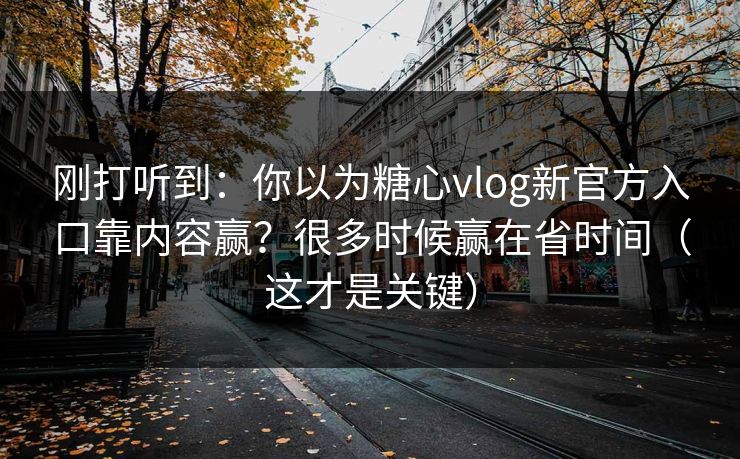 刚打听到：你以为糖心vlog新官方入口靠内容赢？很多时候赢在省时间（这才是关键）