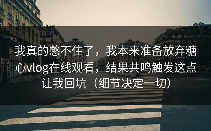 我真的憋不住了，我本来准备放弃糖心vlog在线观看，结果共鸣触发这点让我回坑（细节决定一切）