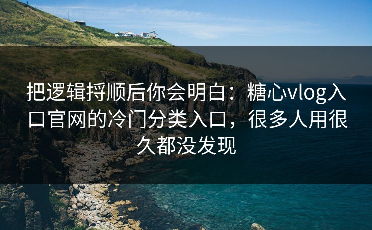 把逻辑捋顺后你会明白：糖心vlog入口官网的冷门分类入口，很多人用很久都没发现