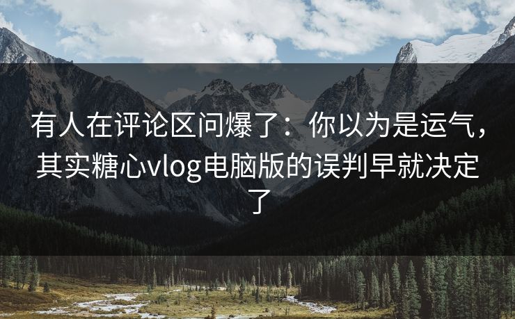有人在评论区问爆了：你以为是运气，其实糖心vlog电脑版的误判早就决定了