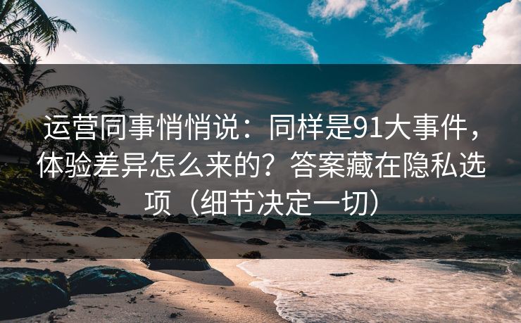 运营同事悄悄说：同样是91大事件，体验差异怎么来的？答案藏在隐私选项（细节决定一切）