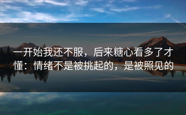 一开始我还不服，后来糖心看多了才懂：情绪不是被挑起的，是被照见的