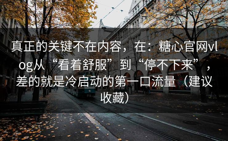 真正的关键不在内容，在：糖心官网vlog从“看着舒服”到“停不下来”，差的就是冷启动的第一口流量（建议收藏）